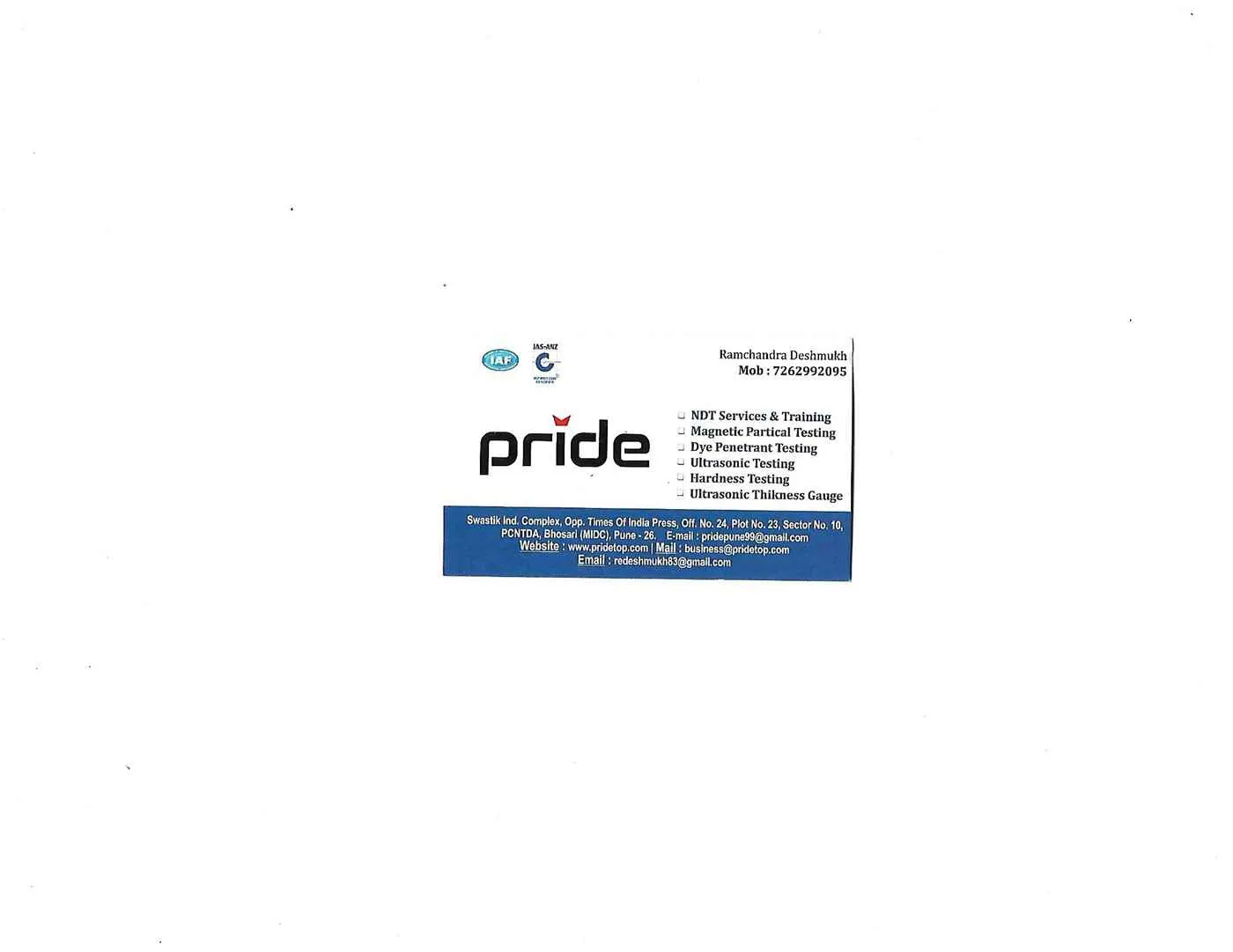 Pride NDT Services and Training Pride NDT Services and Training
