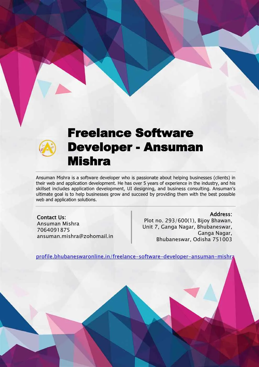 Freelance Software Developer - Ansuman Mishra
