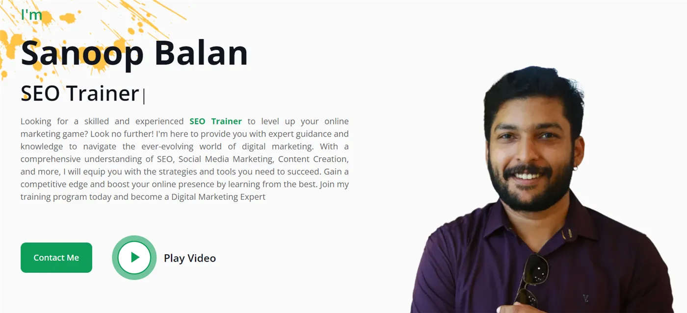 Sanoop Balan Digital Marketing Trainer