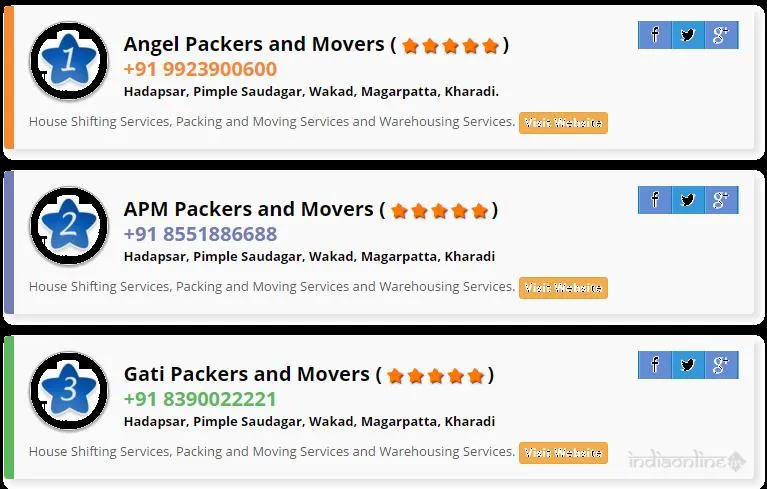 Packers Movers Pune Rates
