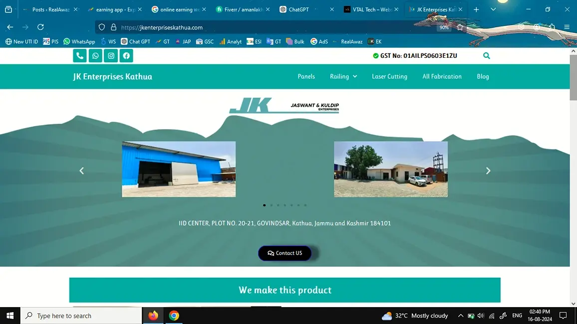 JK Enterprises kathua website design