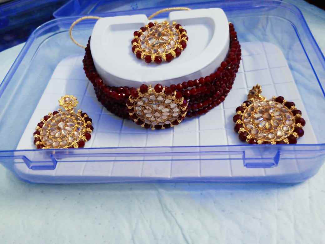 Maroon Crystal Choker Set Maroon Crystal Choker Set