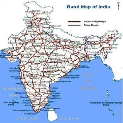 road map of India 