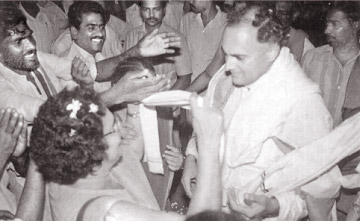 Rajiv Gandhi at his last meeting